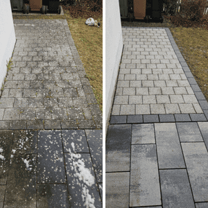 Reinigung von Pflastersteine